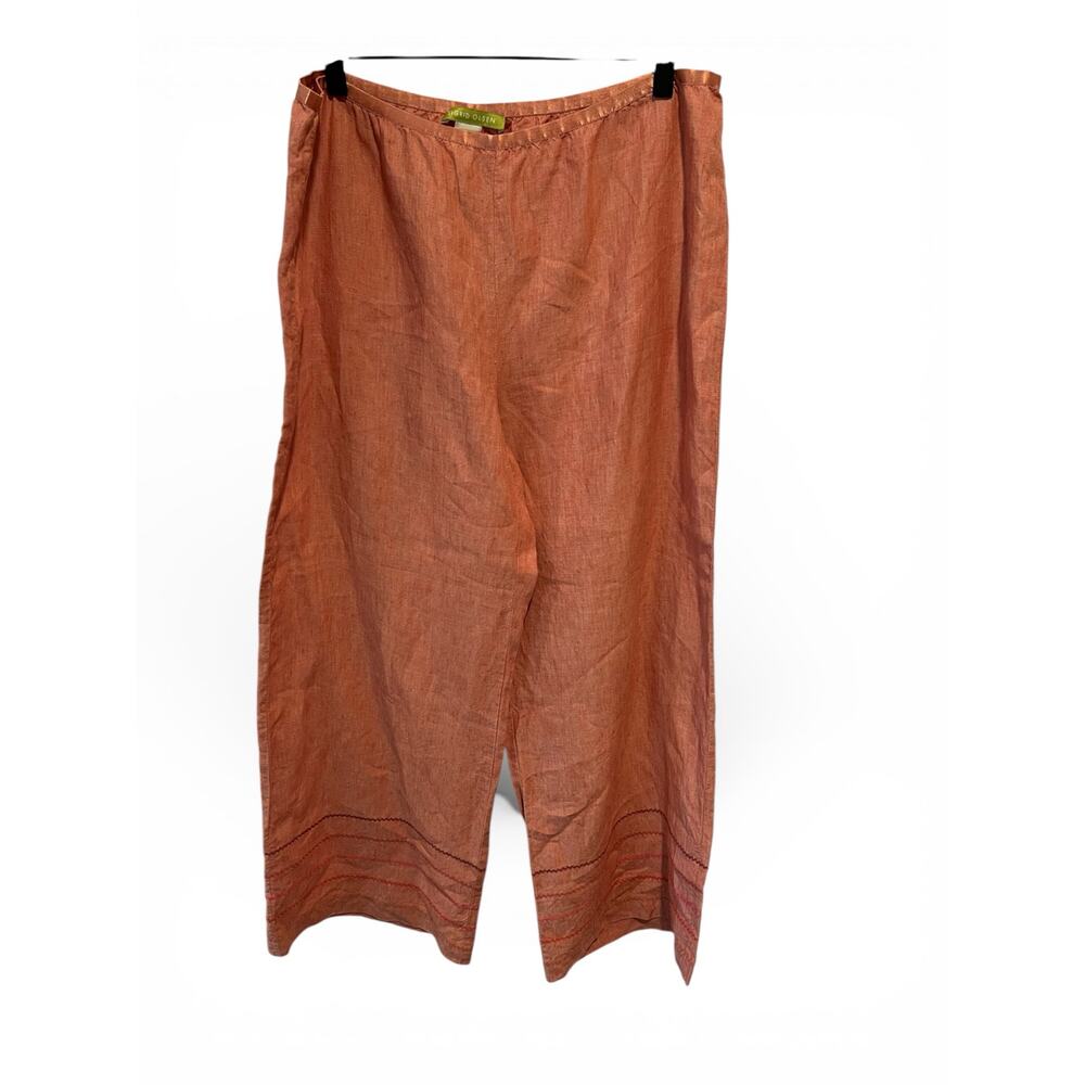 Sigrid Olsen 100% linen women’s button down shirt and pants set L top Xl bottoms - Picture 3 of 12